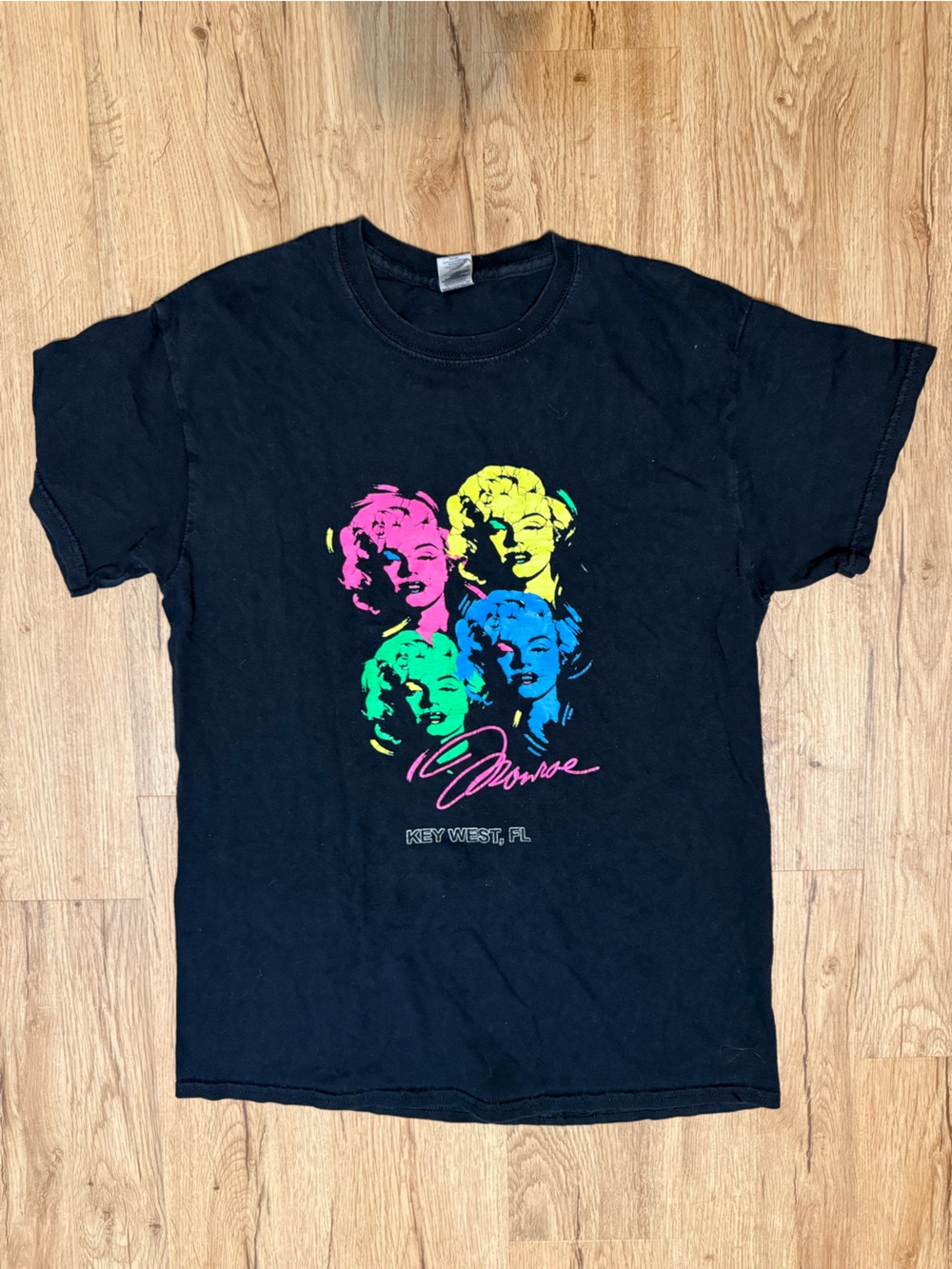 Black T‑Shirt with Neon Pop Art Marylin Monroe Key West FL